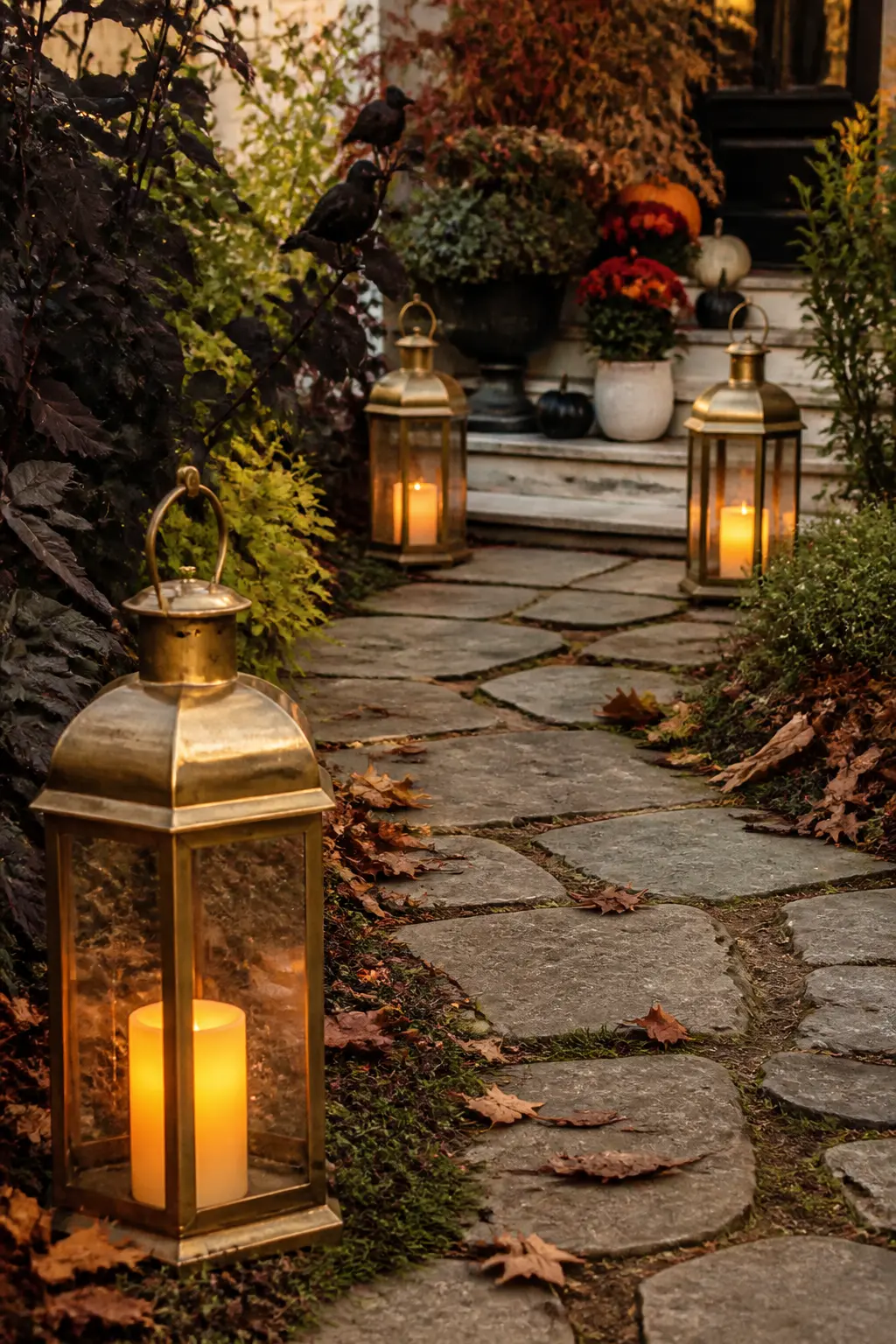 Aged Brass Lanterns Marking the Path