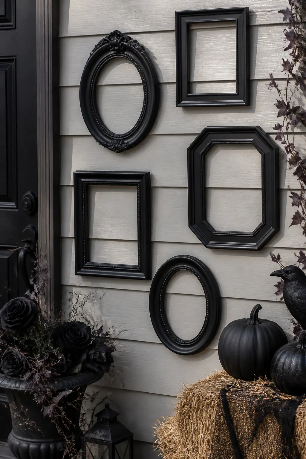 Plain Dark Frames Hung on the Exterior Wall