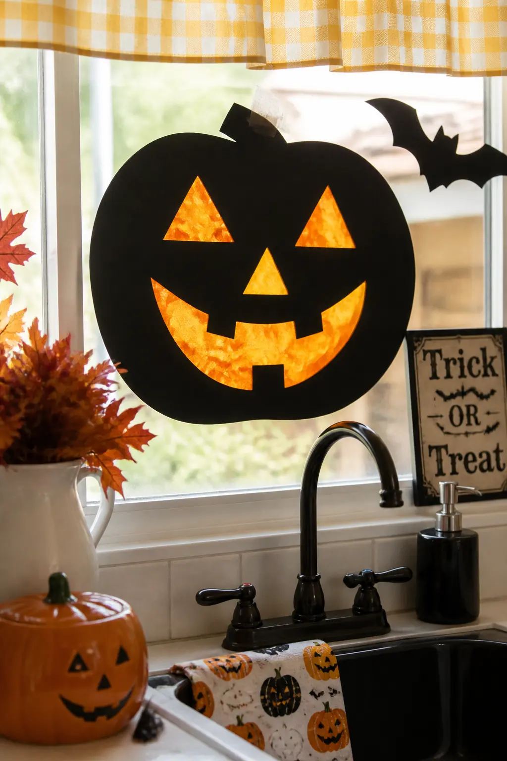 Tissue Stained Glass Pumpkin