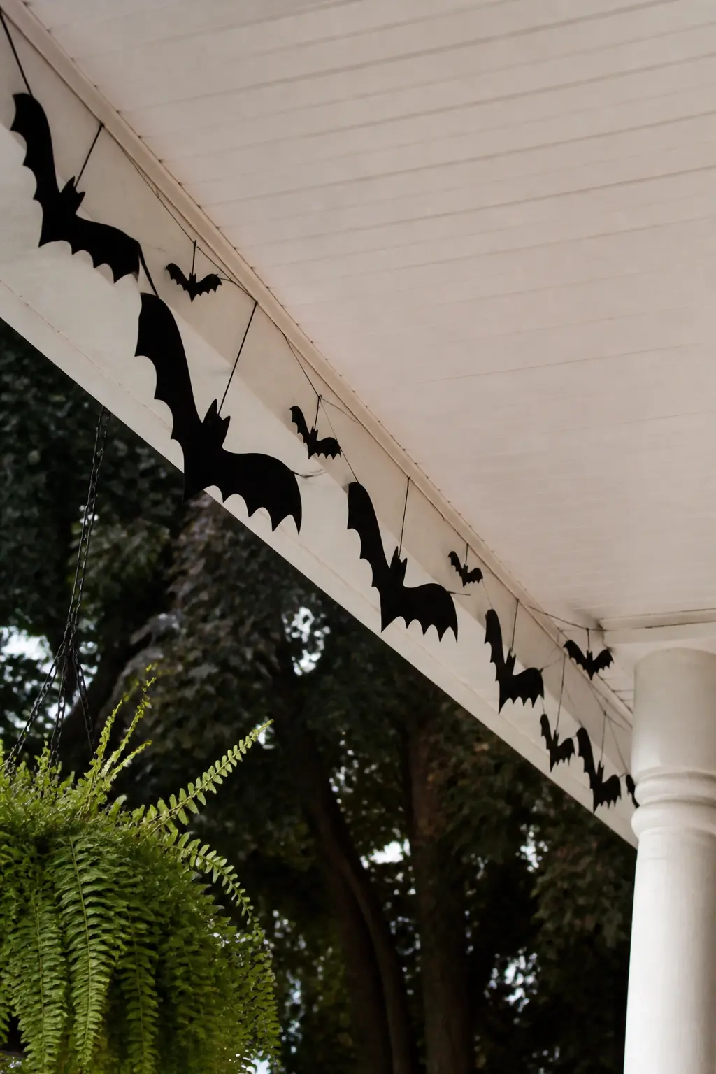 Bat Garland Strung Along the Porch Ceiling Edge