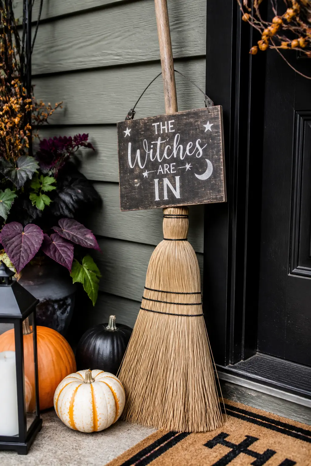 Broom Leaning Against the Wall With a Hand-Lettered Sign