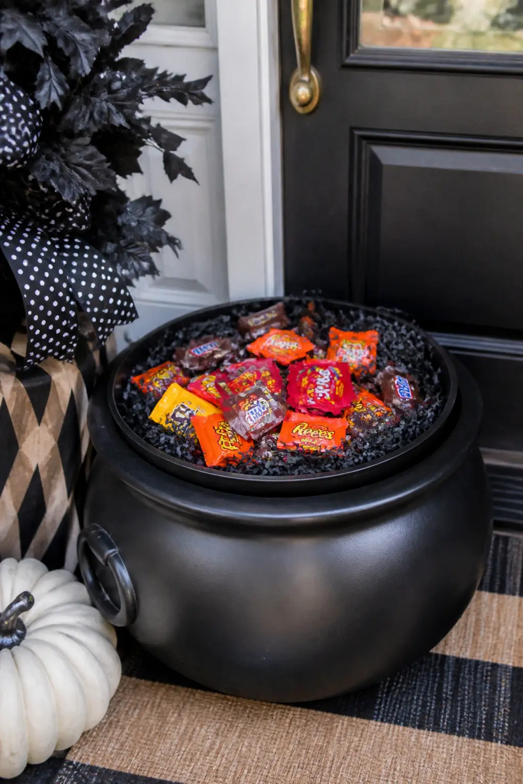 Cauldron by the Door Holding the Candy Bowl