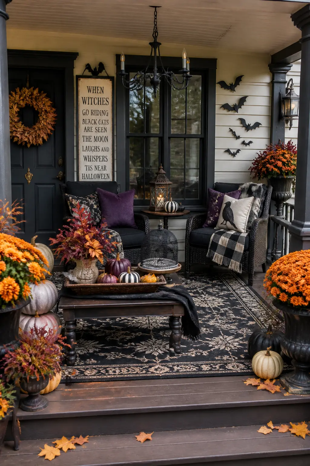 Porch Styled as a Room With Real Seating and a Rug