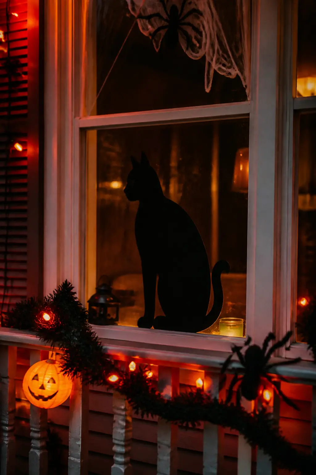 Silhouette Cutouts Propped in the Porch Windows