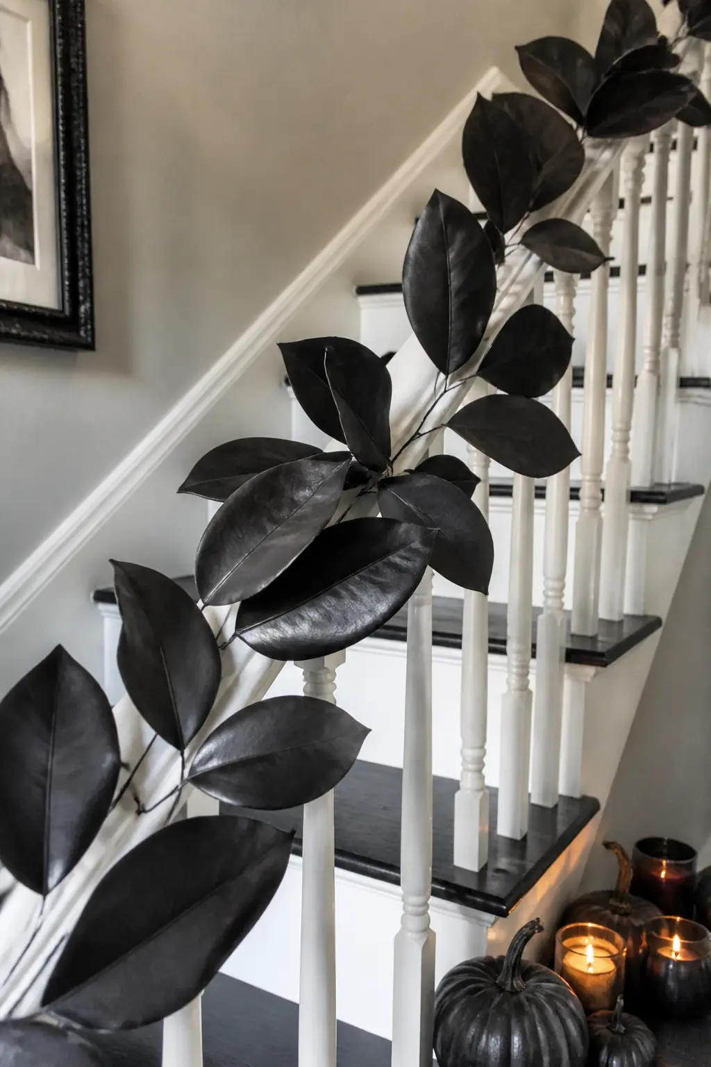 Black Magnolia Leaf Garland — Dried magnolia leaves, sprayed or dipped matte black, make one of the most architectural garlands available at this price point.