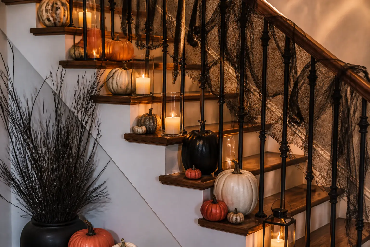 35 Halloween Staircase Decorations That Make the Climb Worth Looking At