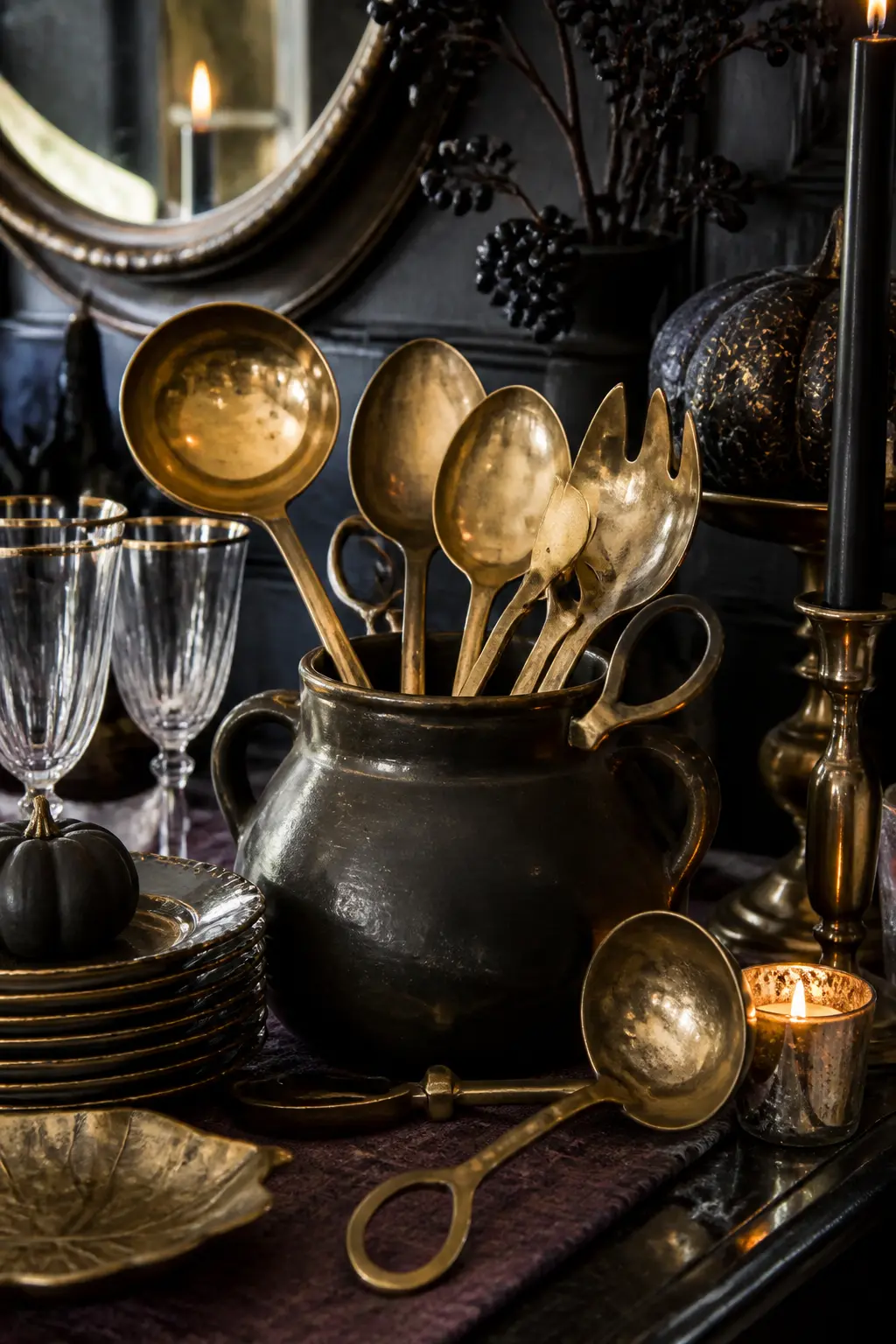 Aged Gold Flatware Instead of Silver (Texture Layer)