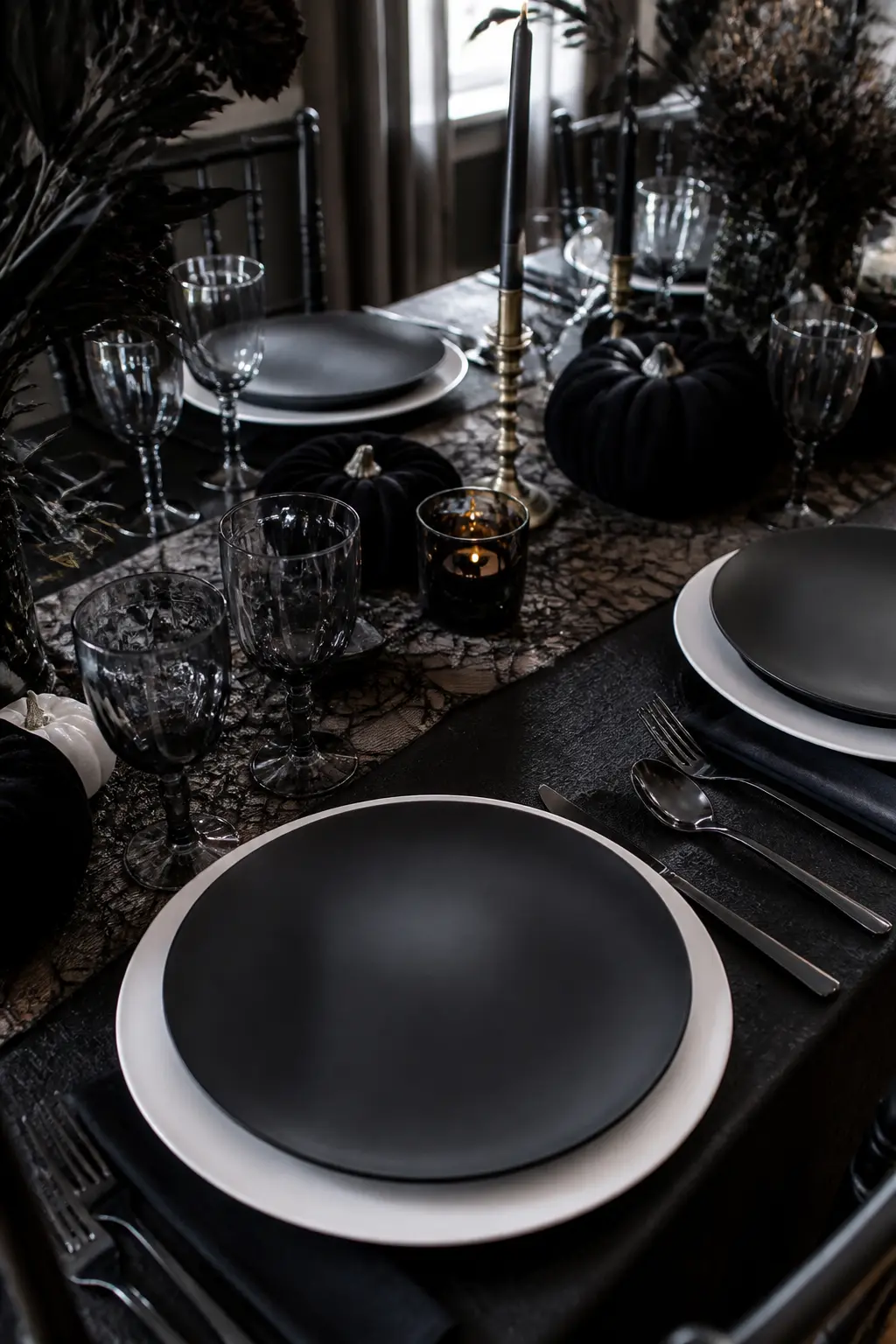 Black Plates Layered Over Everyday White Ones