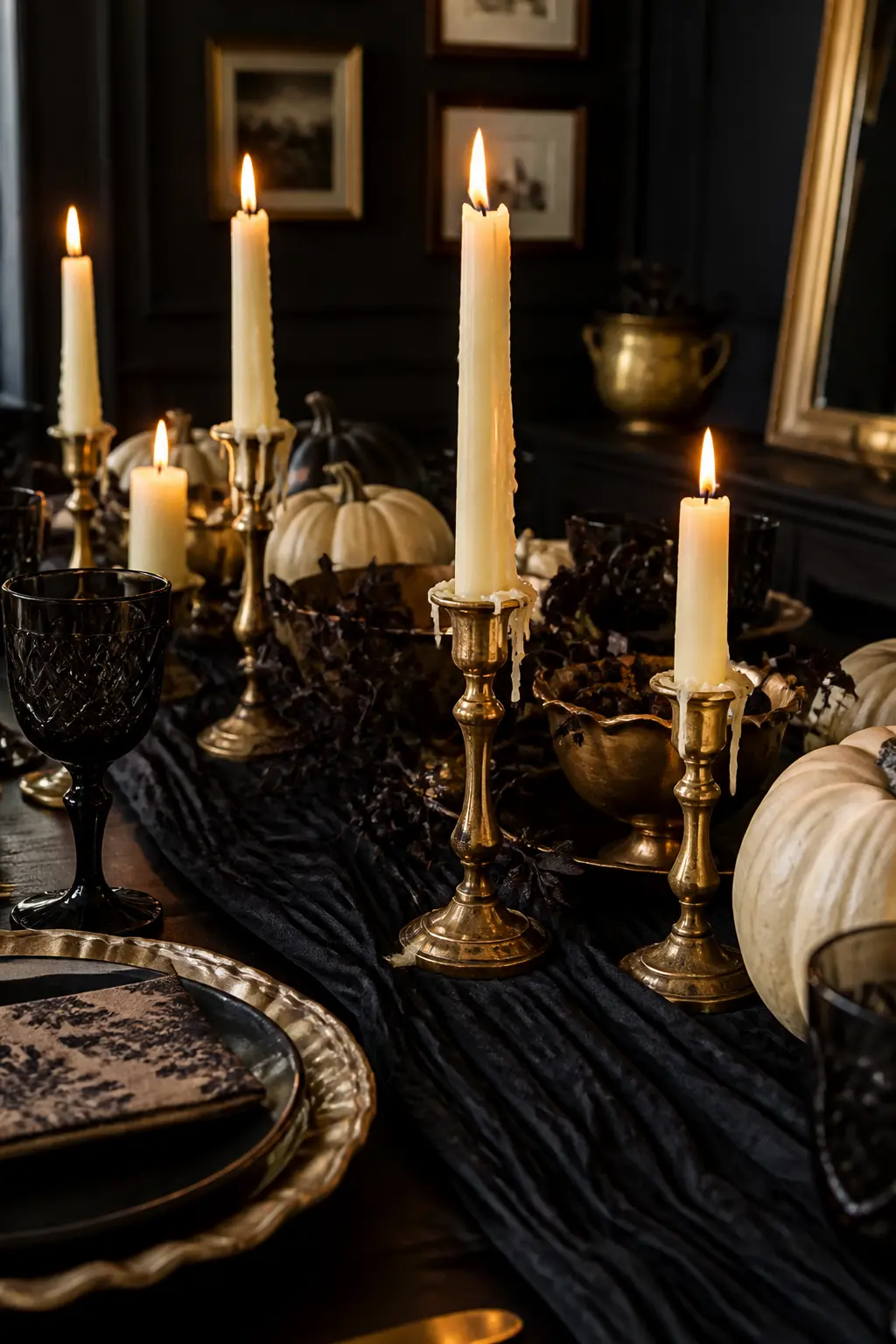 Bone-Colored Candles Against the Dark Runner