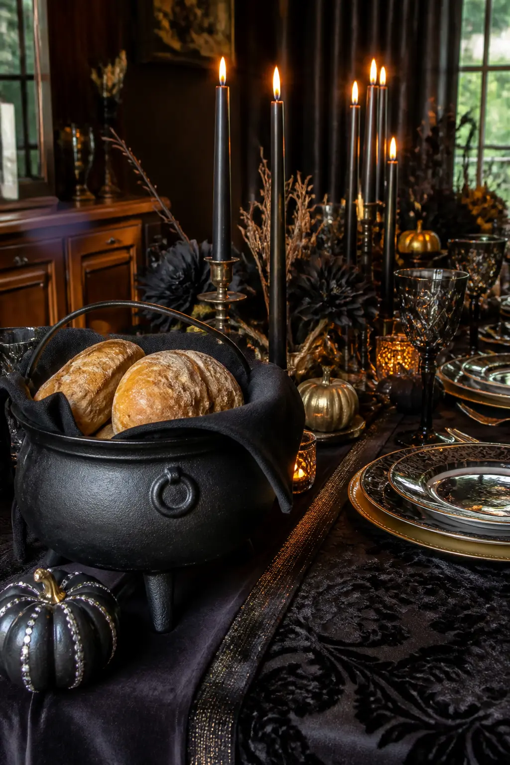 Cauldron Used as a Bread Basket at One End