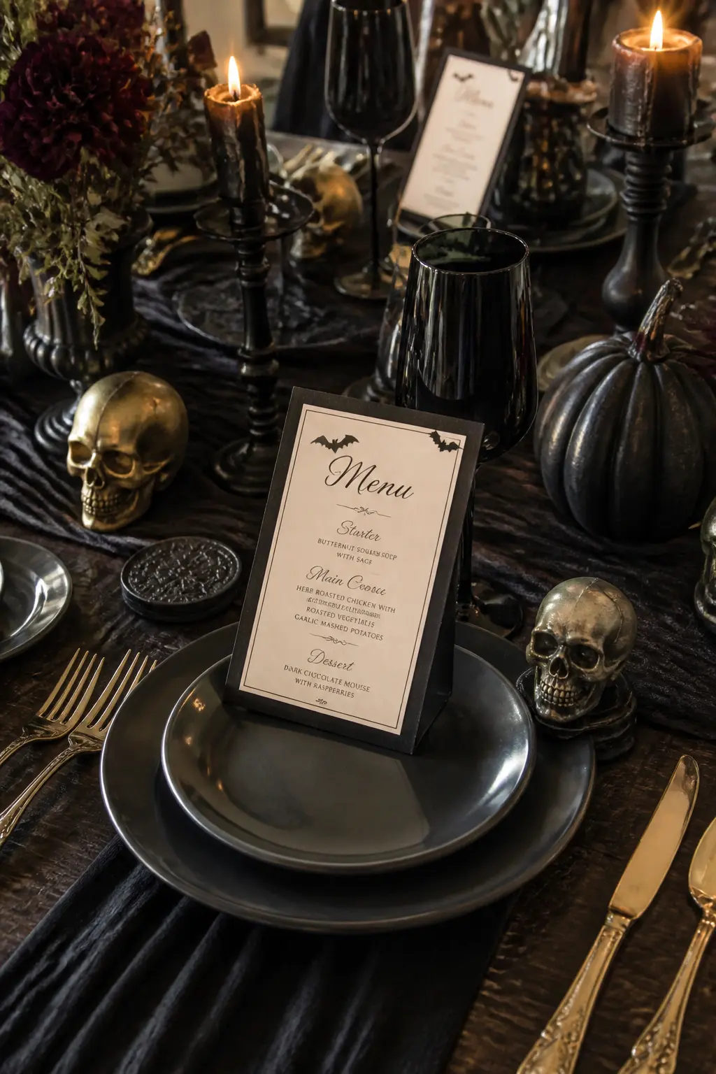 Menu Cards Leaned at Each Place