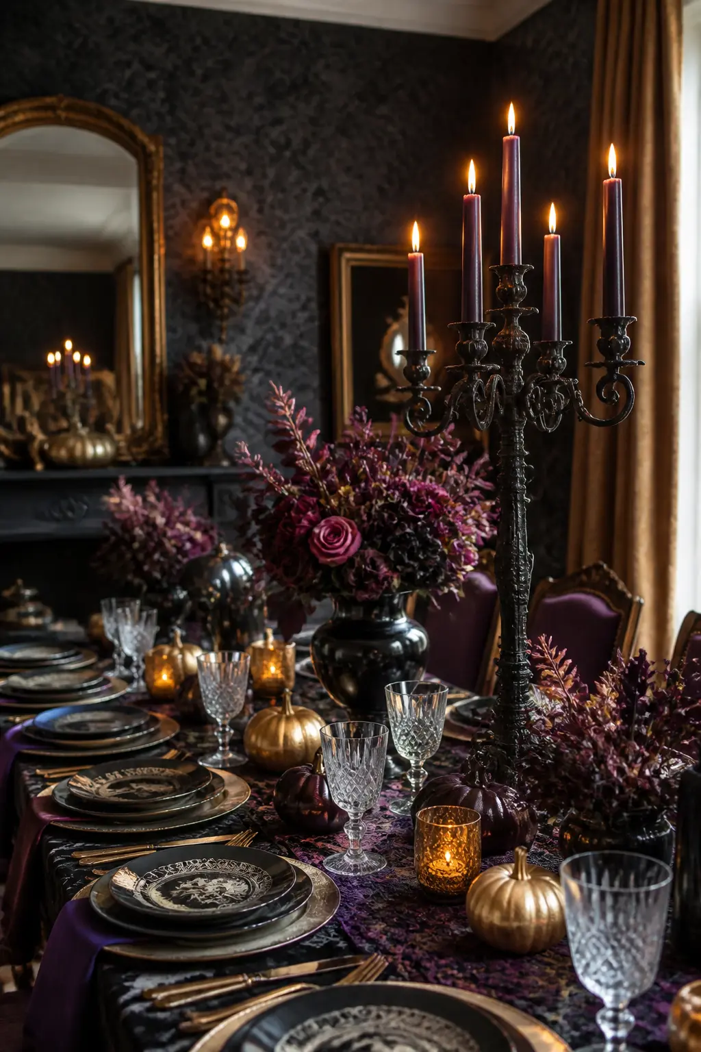 One Ornate Candelabra Placed Off-Centre