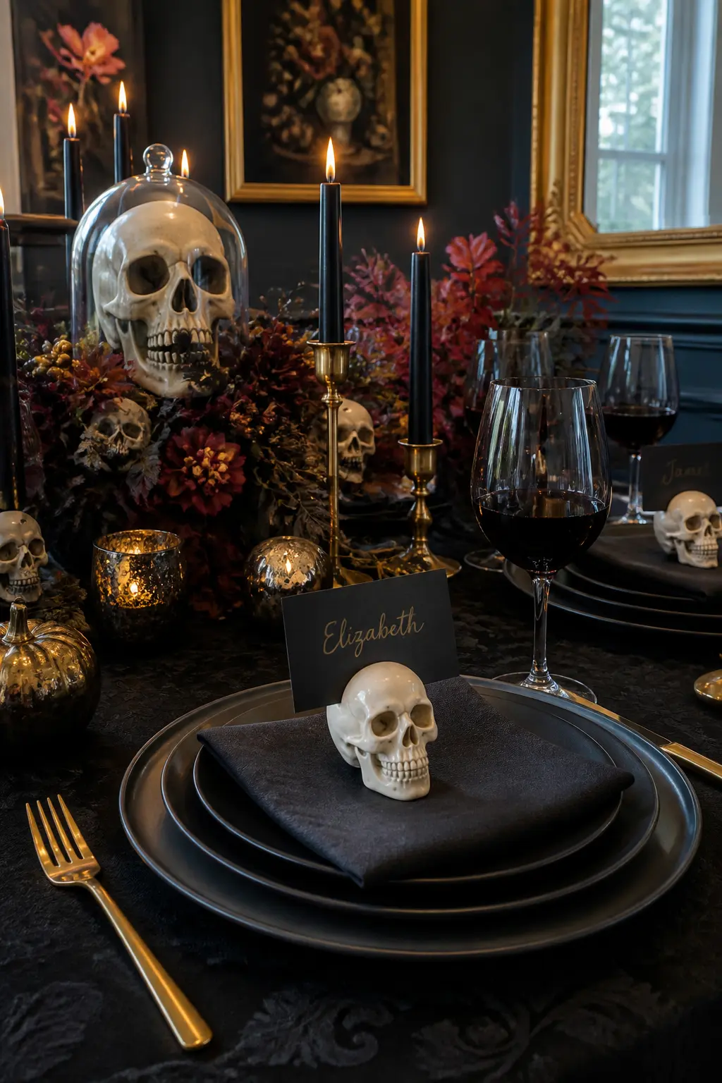 Skull Place-Card Holders at Each Setting