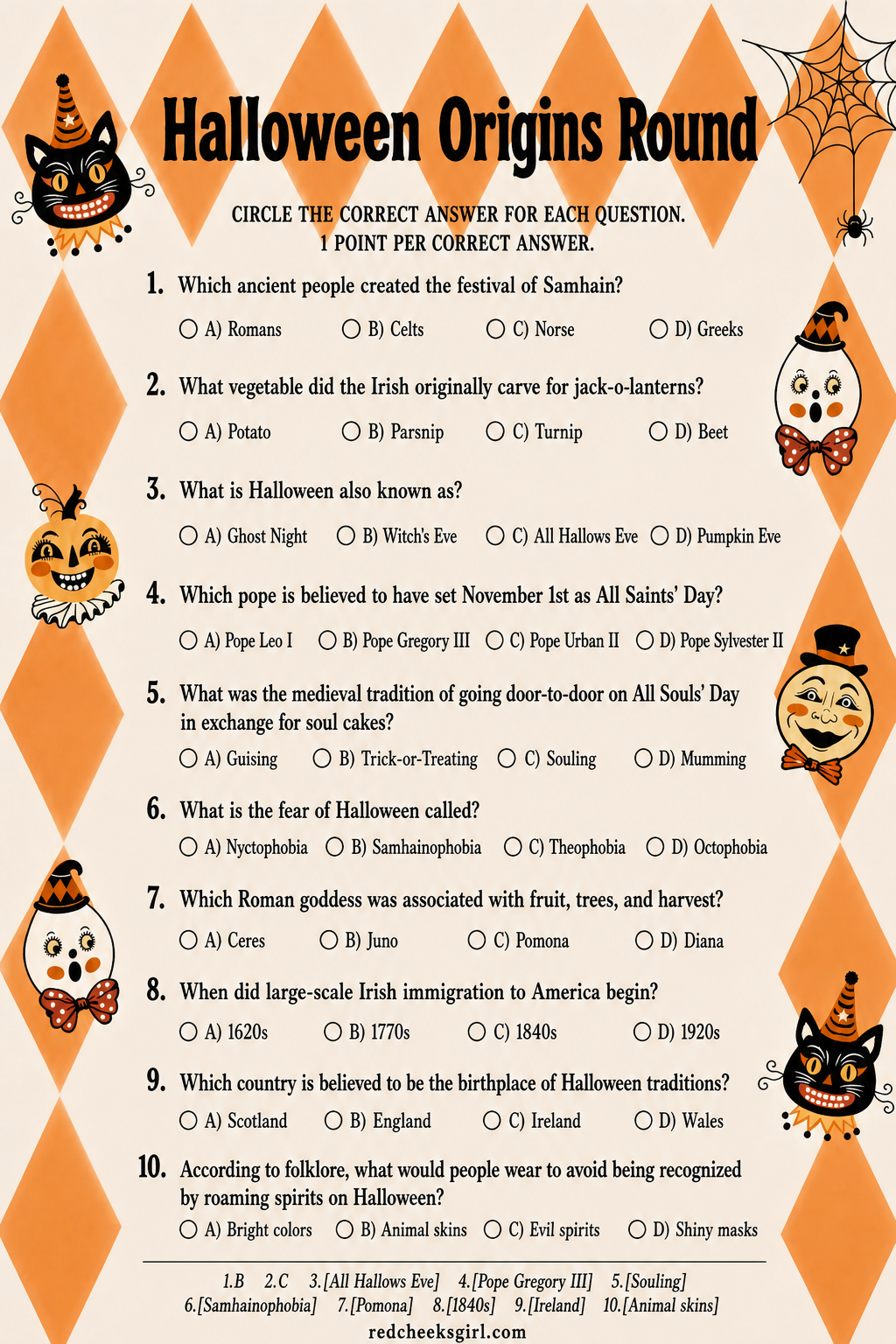 Halloween Origins Round printable