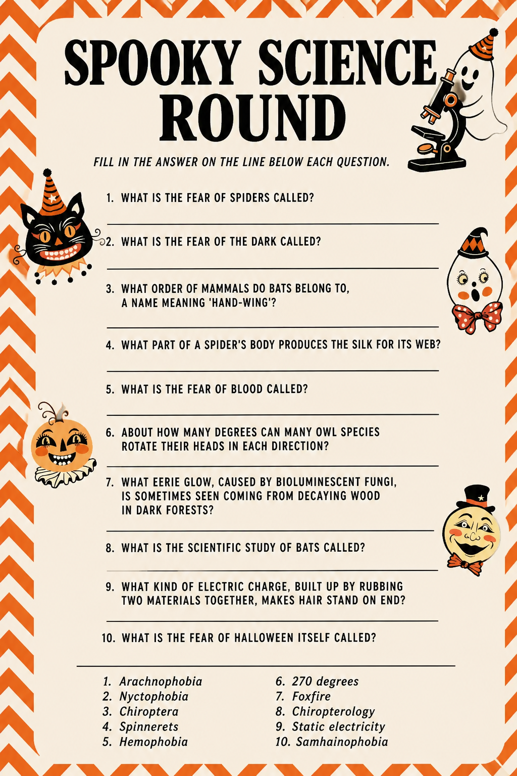 Spooky Science Round printable