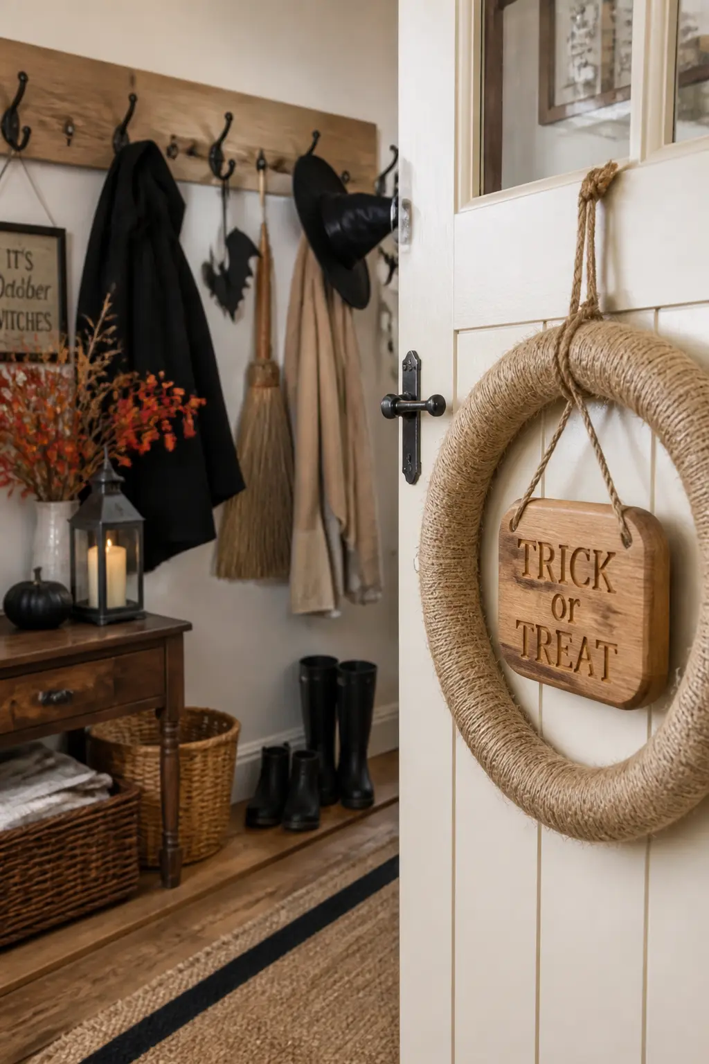 Hessian-Free Hessian: Jute Wreath with a Carved Wooden Sign