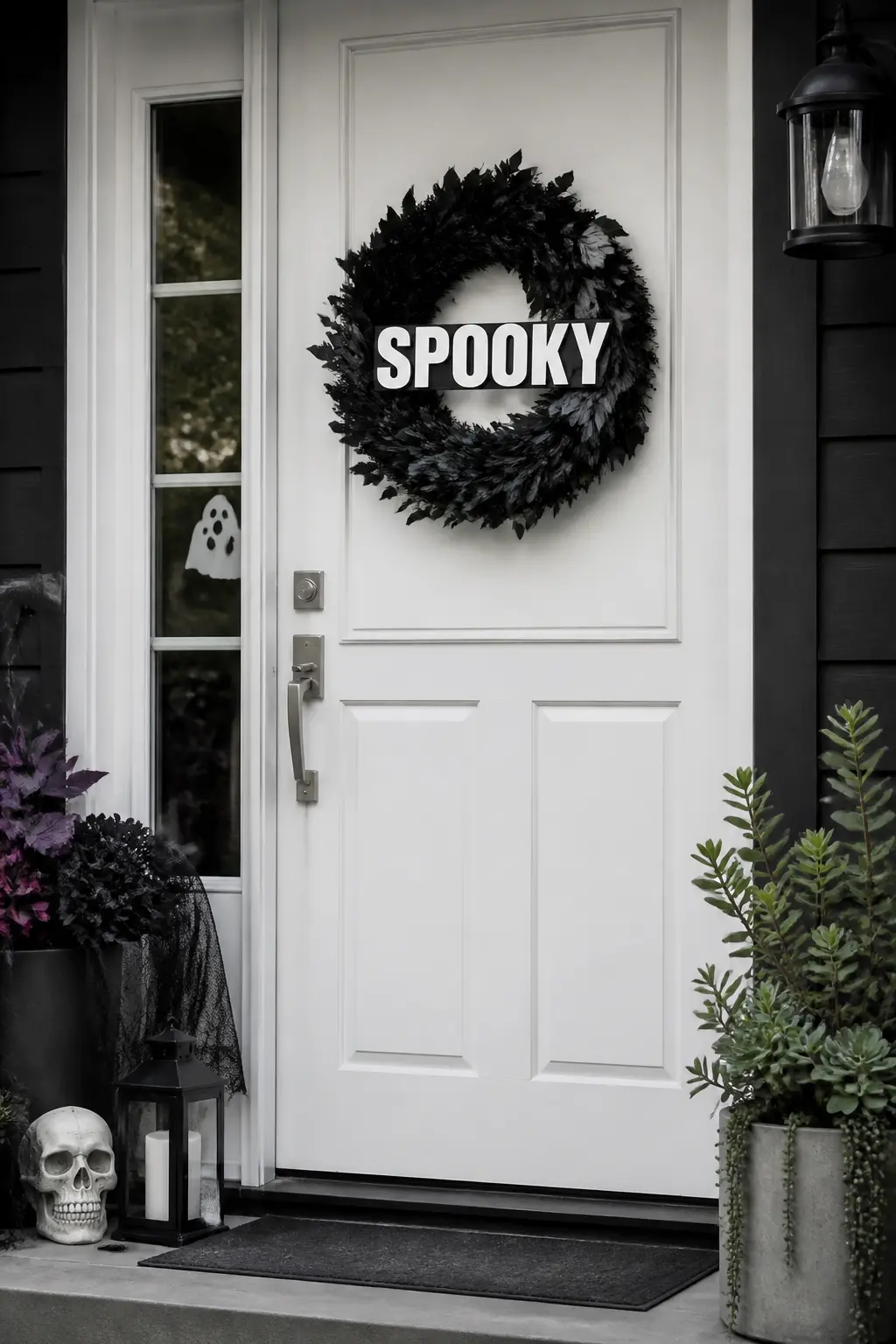 Simple Black Wreath with White Block Letters