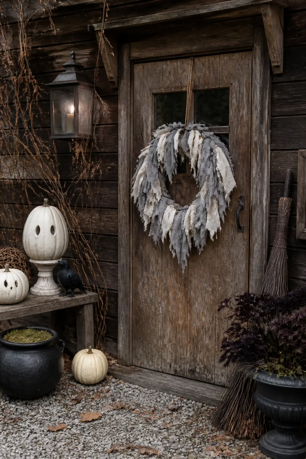 Torn Muslin Wreath with Frayed Edges