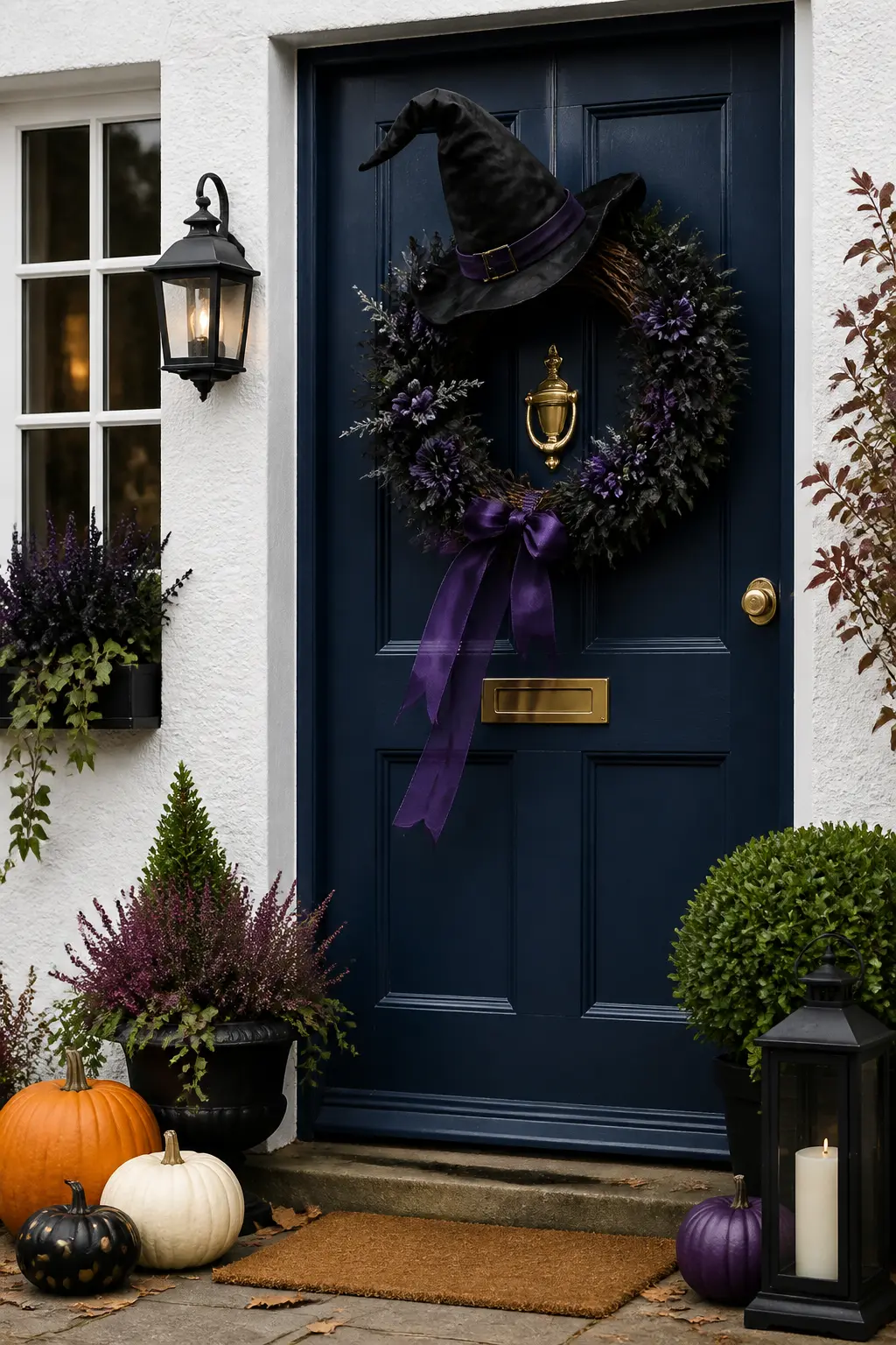 Wreath with a Witch Hat Tilted at the Top