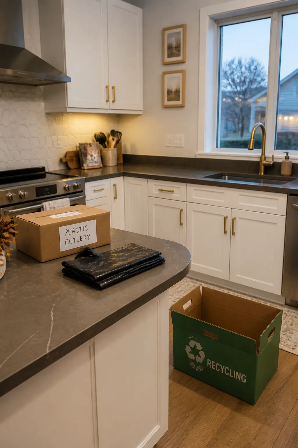 Boxes and Bin Bags Set Out Before Guests Arrive