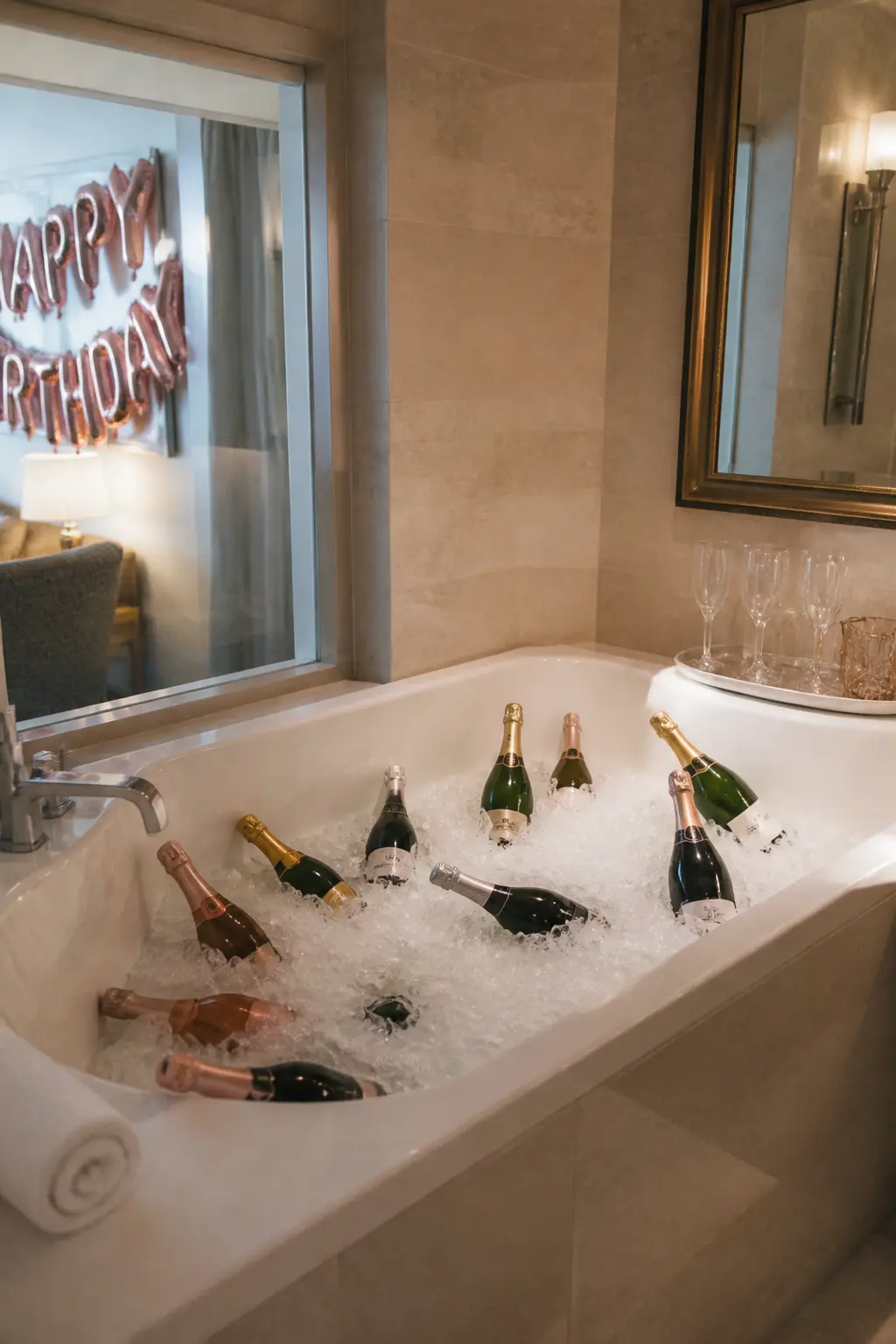 The Bath Filled With Ice for Drinks