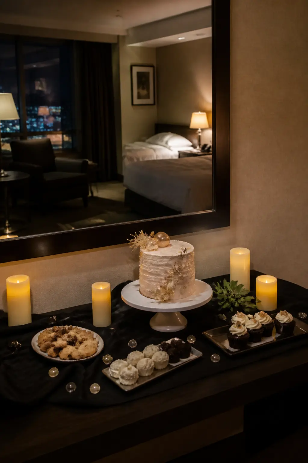 The Dessert Table Set Up on the Desk
