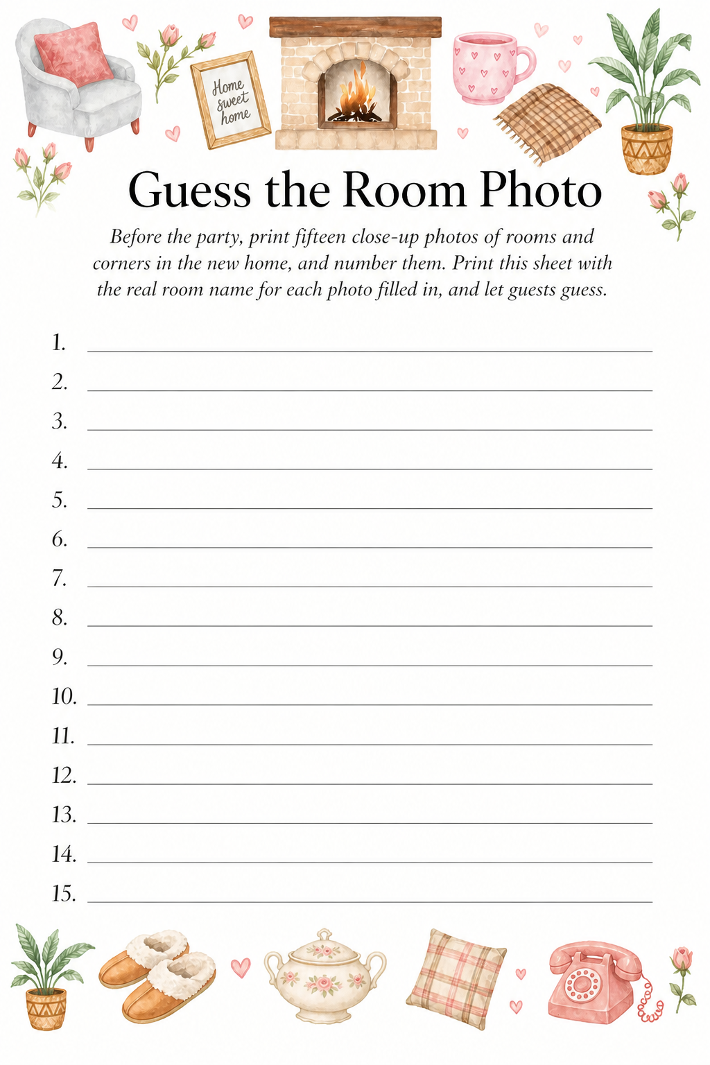 Guess the Room Photo printable