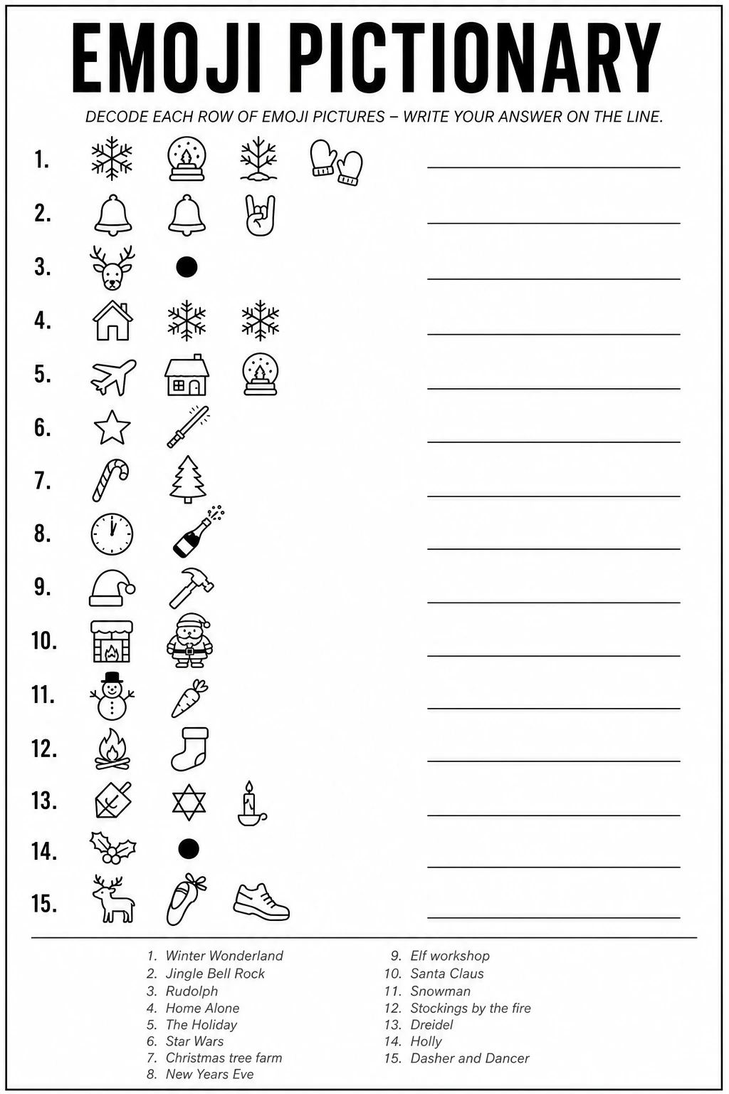 Emoji Pictionary printable