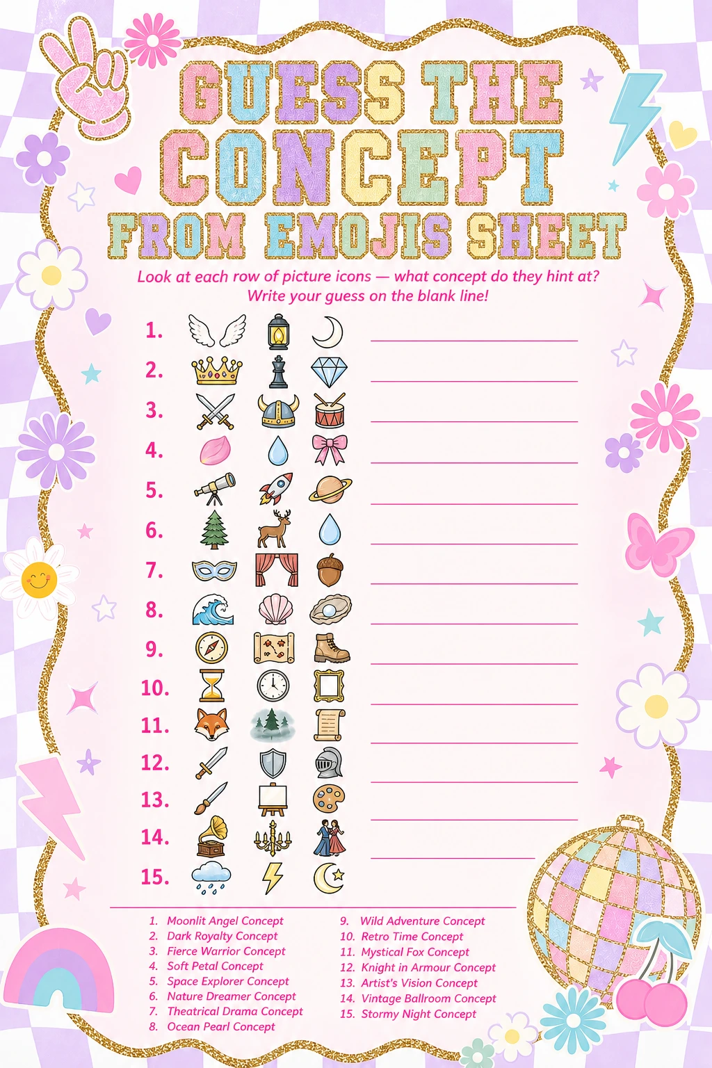 Guess the Concept from Emojis Sheet printable
