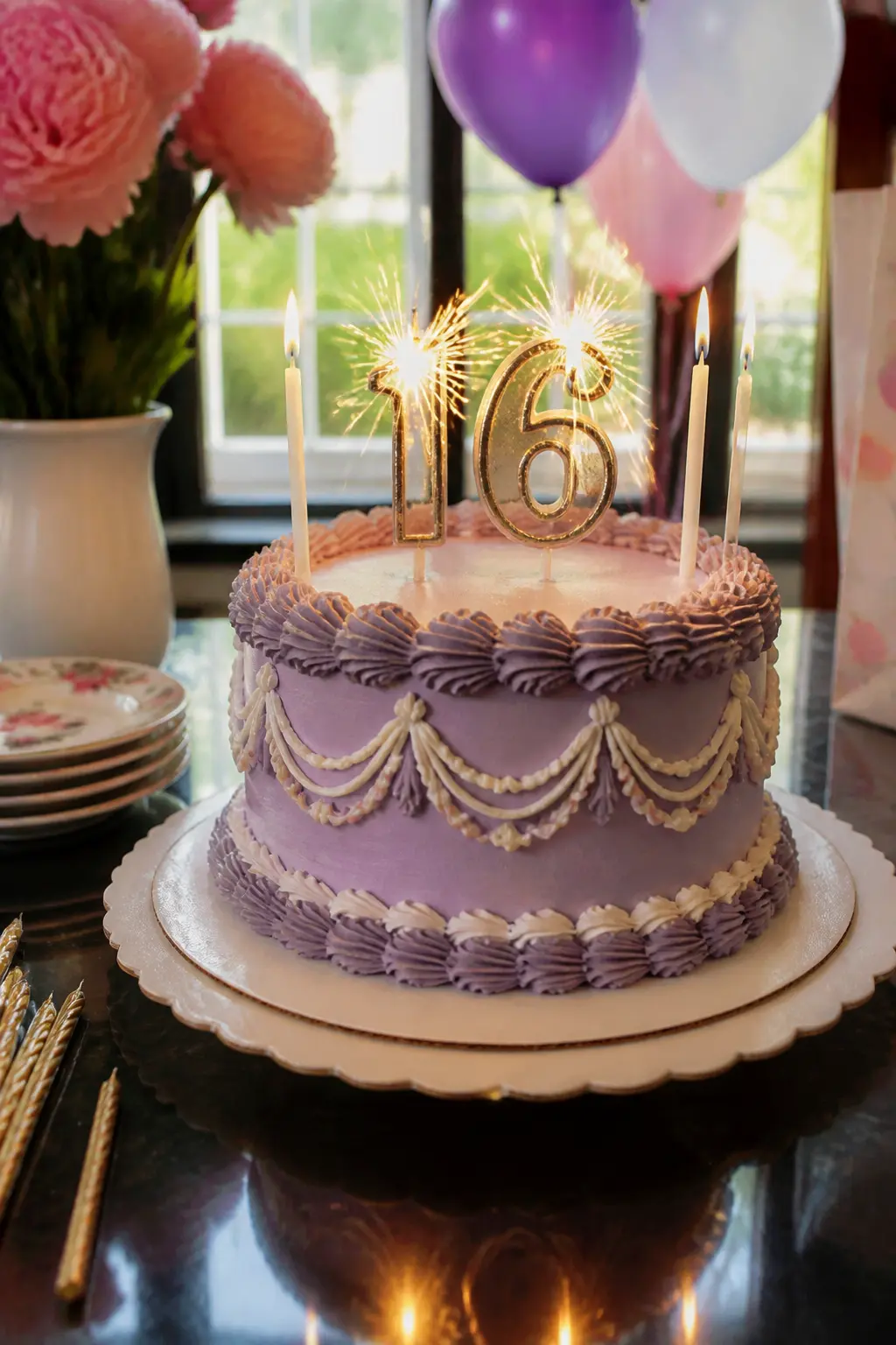Birthday Number Sparkler Cake — Cake sparkler candles shaped as numerals are the most efficient way to communicate a milestone on a decorated cake without a