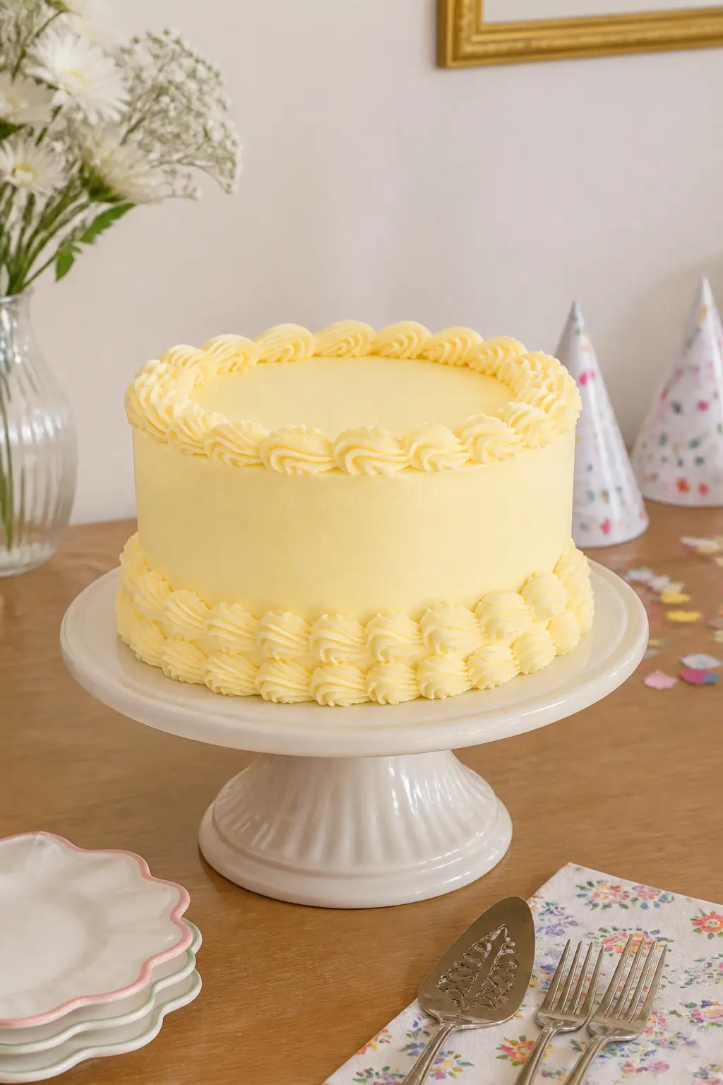 Butter Yellow Overpiped Rope Cake — Butter yellow is one of the most underused colours in the pastel Lambeth world, possibly because it demands good technique
