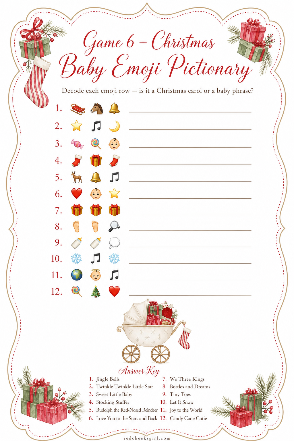 Game 6 — Christmas Baby Emoji Pictionary printable