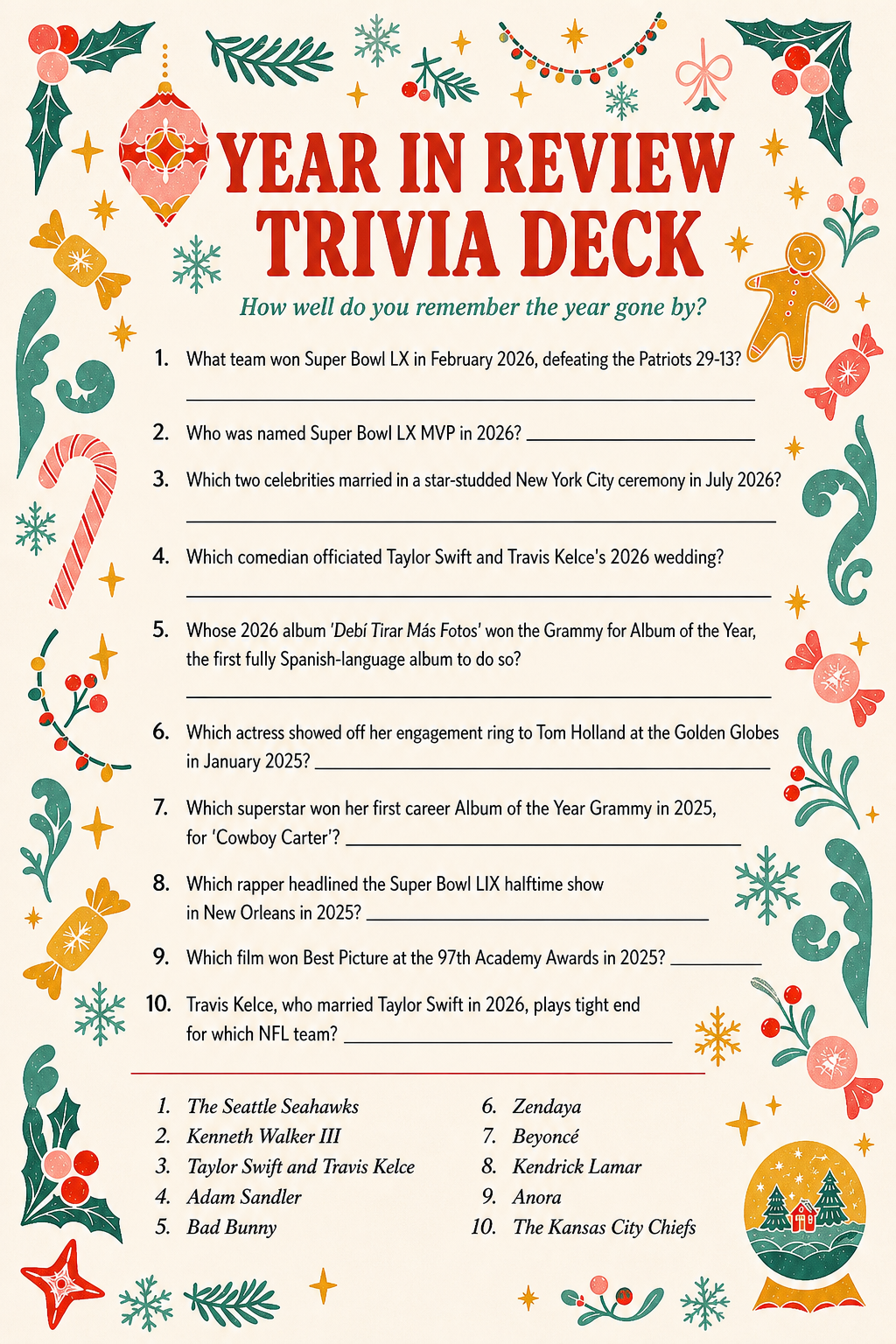 Year in Review Trivia Deck printable