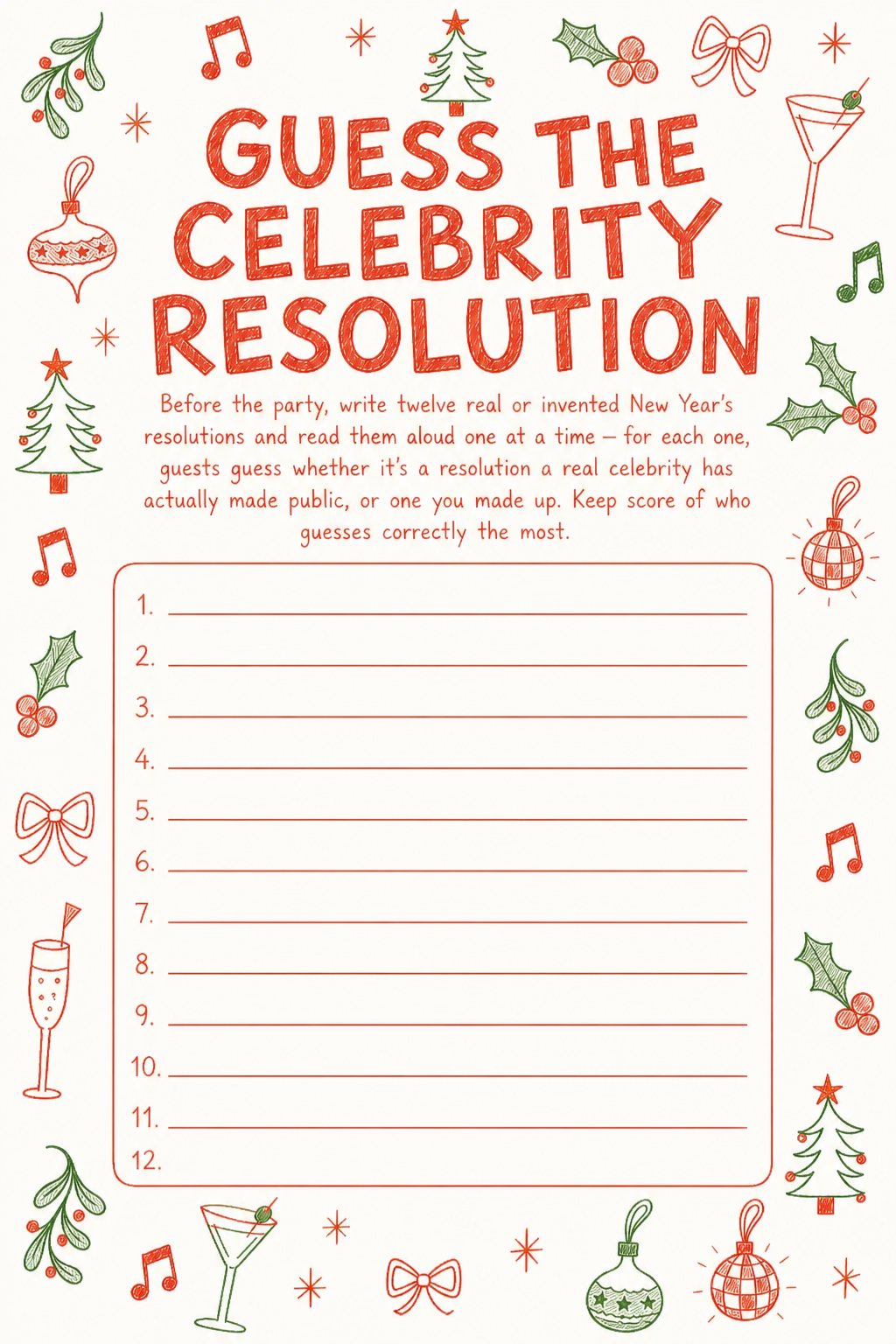 Guess the Celebrity Resolution printable