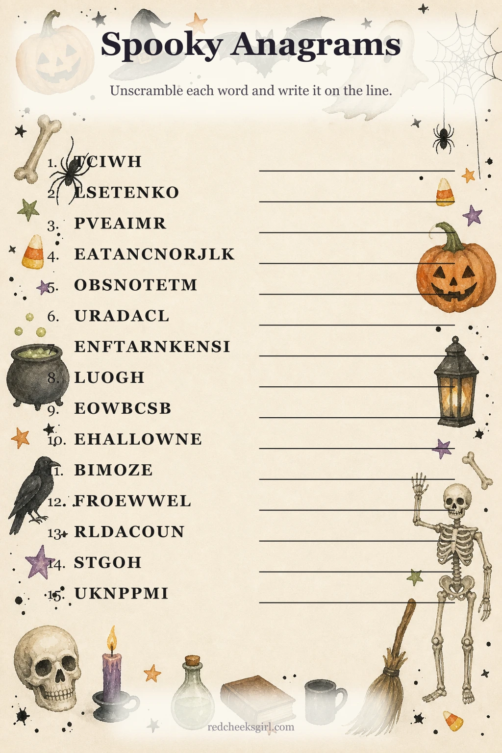 Spooky Anagrams printable