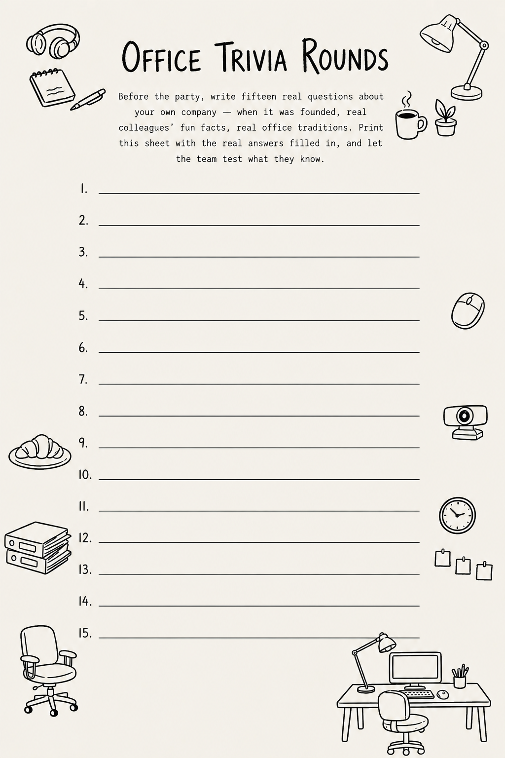 Office Trivia Rounds printable