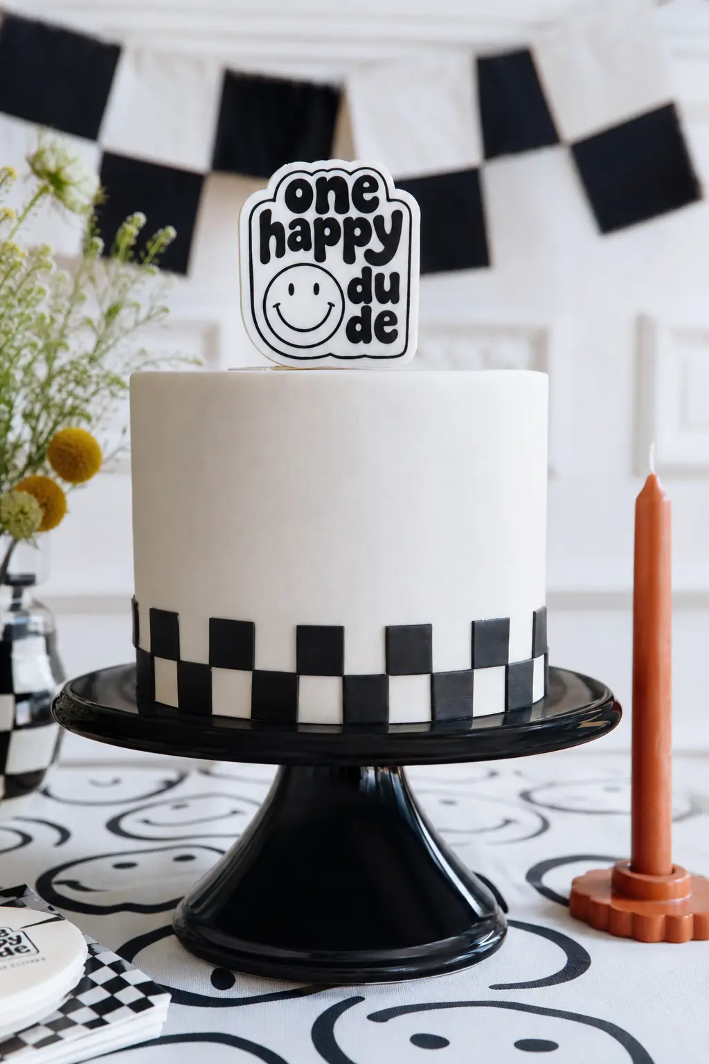 Personalized Cake Plate Display — Not every party needs a sculptural cake. One happy dude first birthday