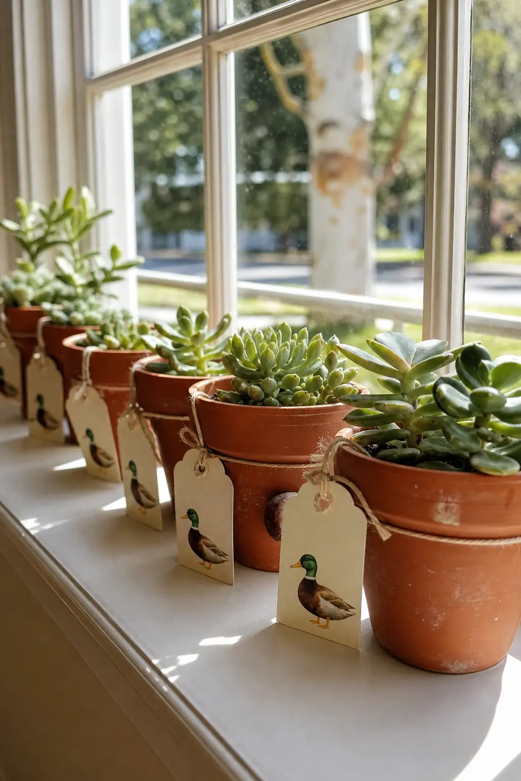 Windowsill Succulent Favors — A small succulent in a terracotta pot survives being forgotten in a car for an hour, which is more than most party favors can
