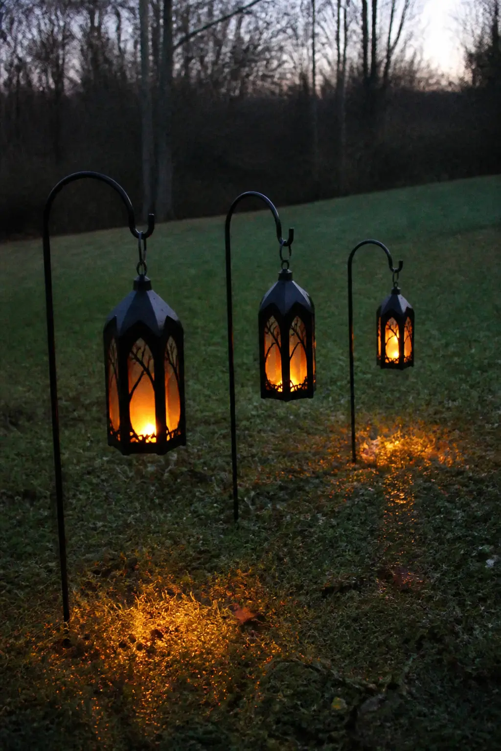 Black Garden Lanterns on Shepherd's Hooks
