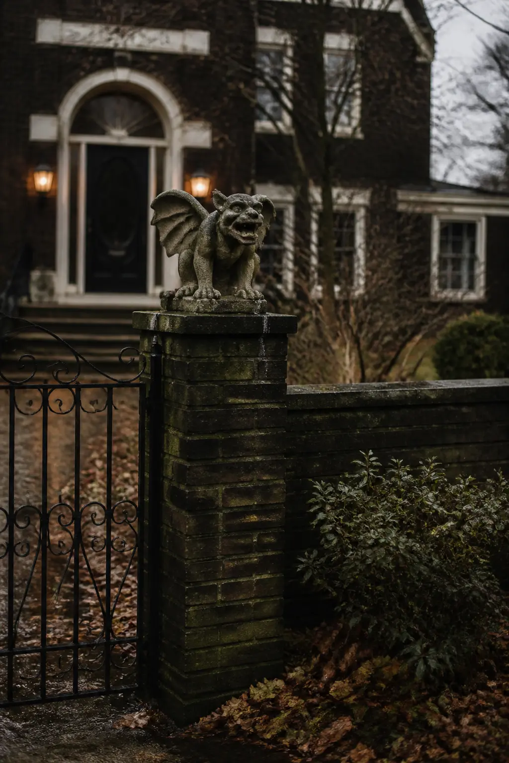 Cast-Stone Gargoyle on a Gatepost