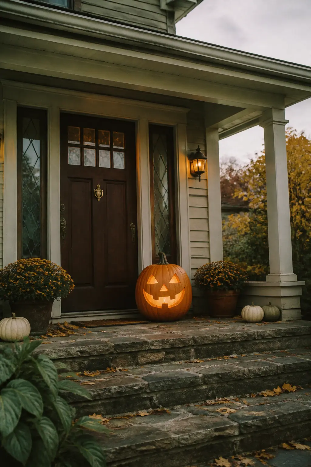 Oversized Resin Jack-o'-Lantern on the Doorstep