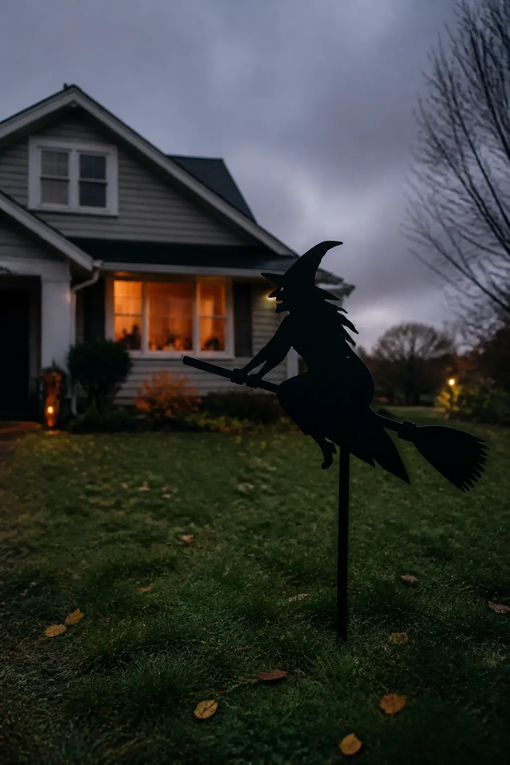 Steel Silhouette Witch on a Lawn Stake