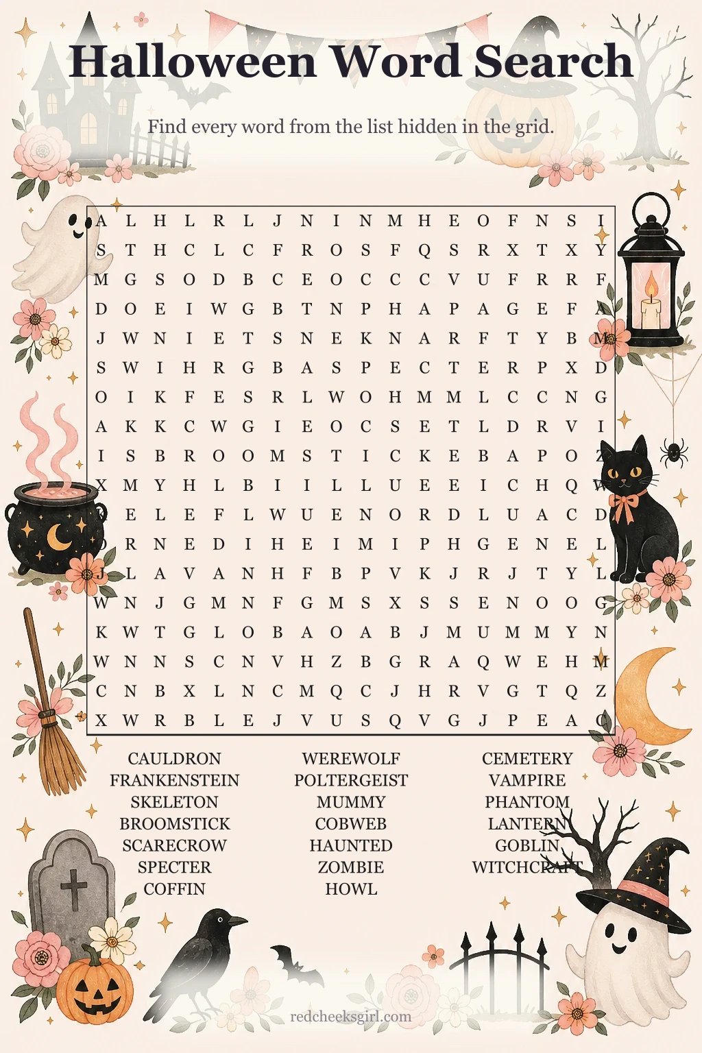 Halloween Word Search printable