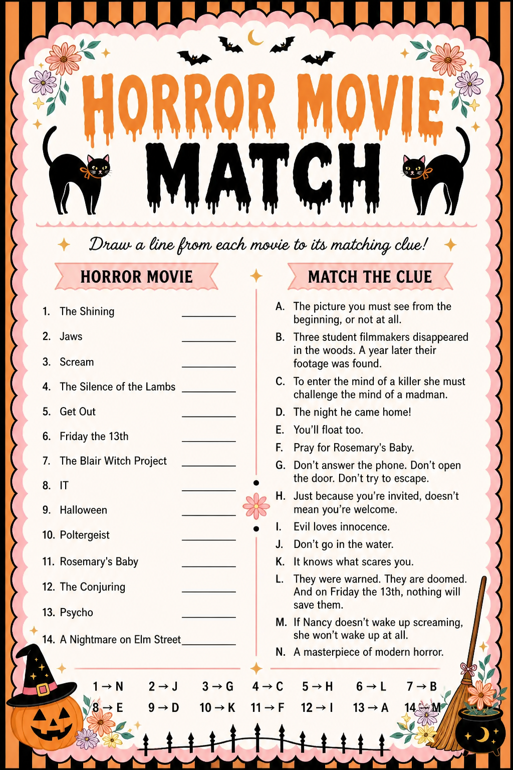 Horror Movie Match printable