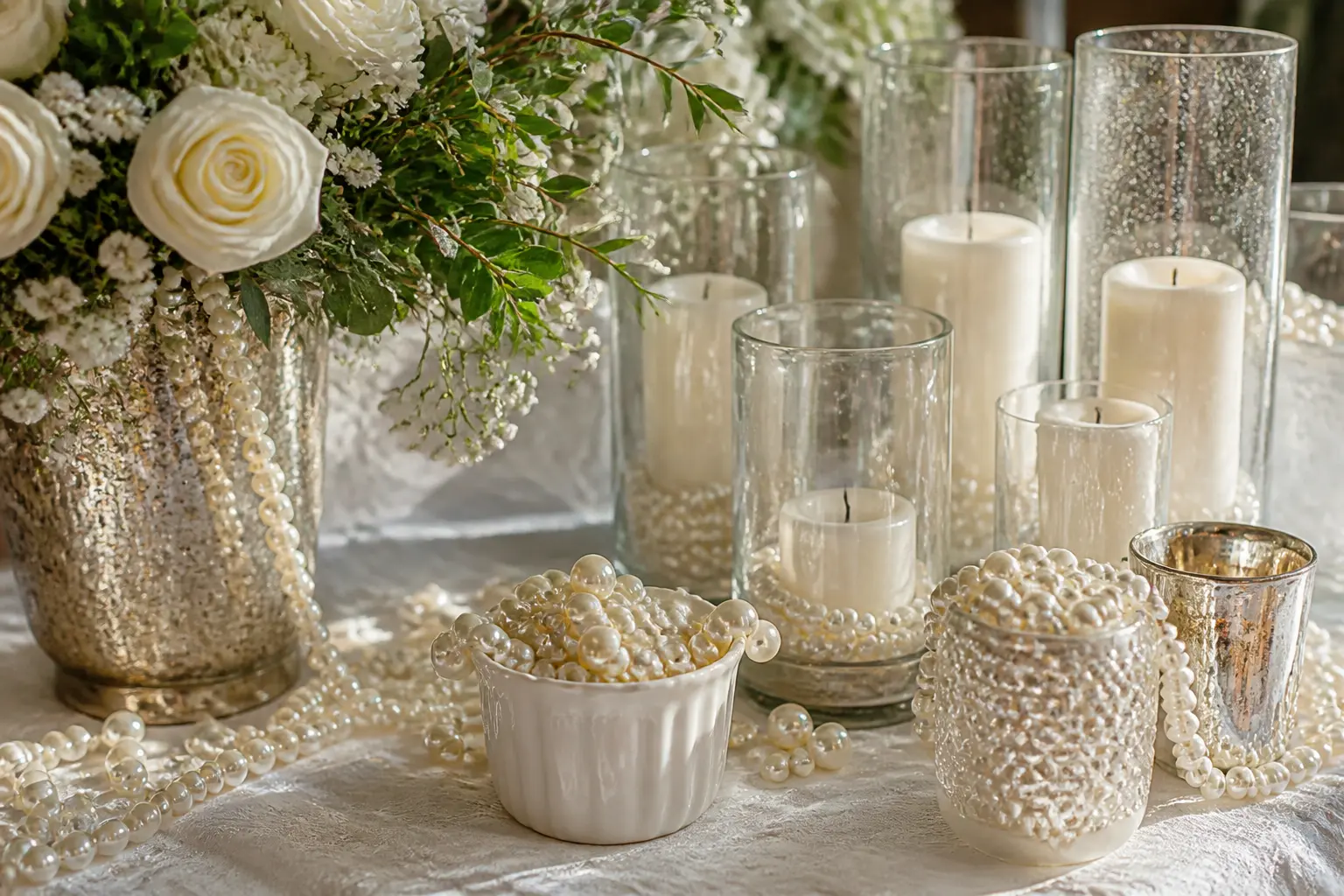 32 Pearl Wedding Decor Ideas That Look Like a Vintage Film Set
