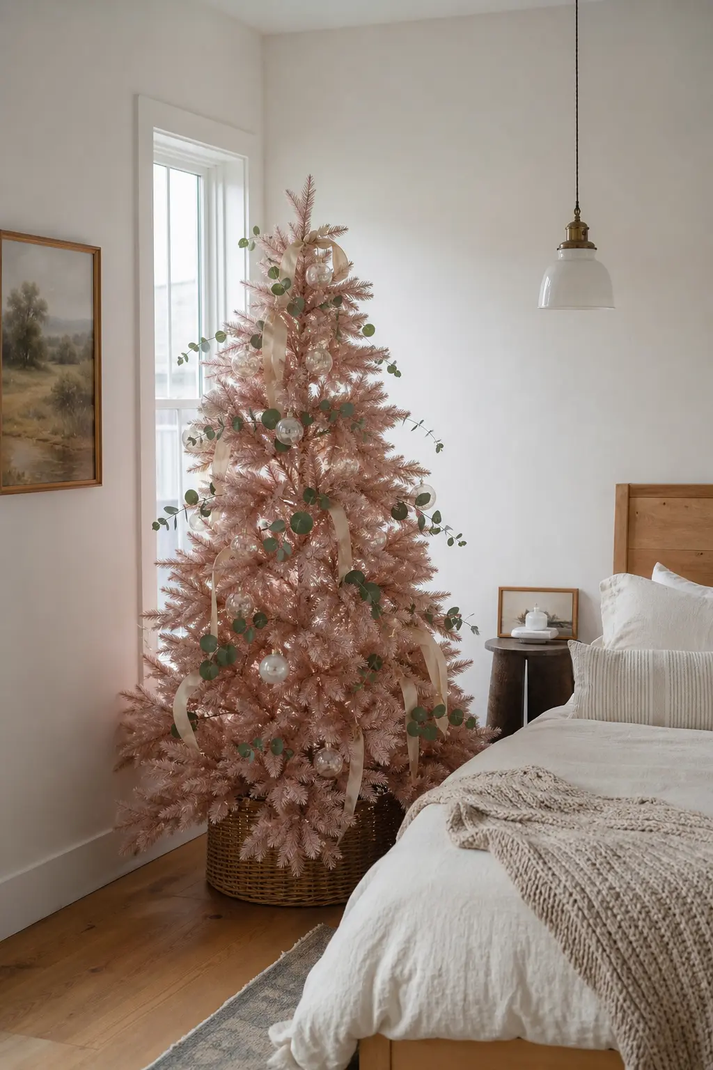 Blush Tree with Fresh Eucalyptus
