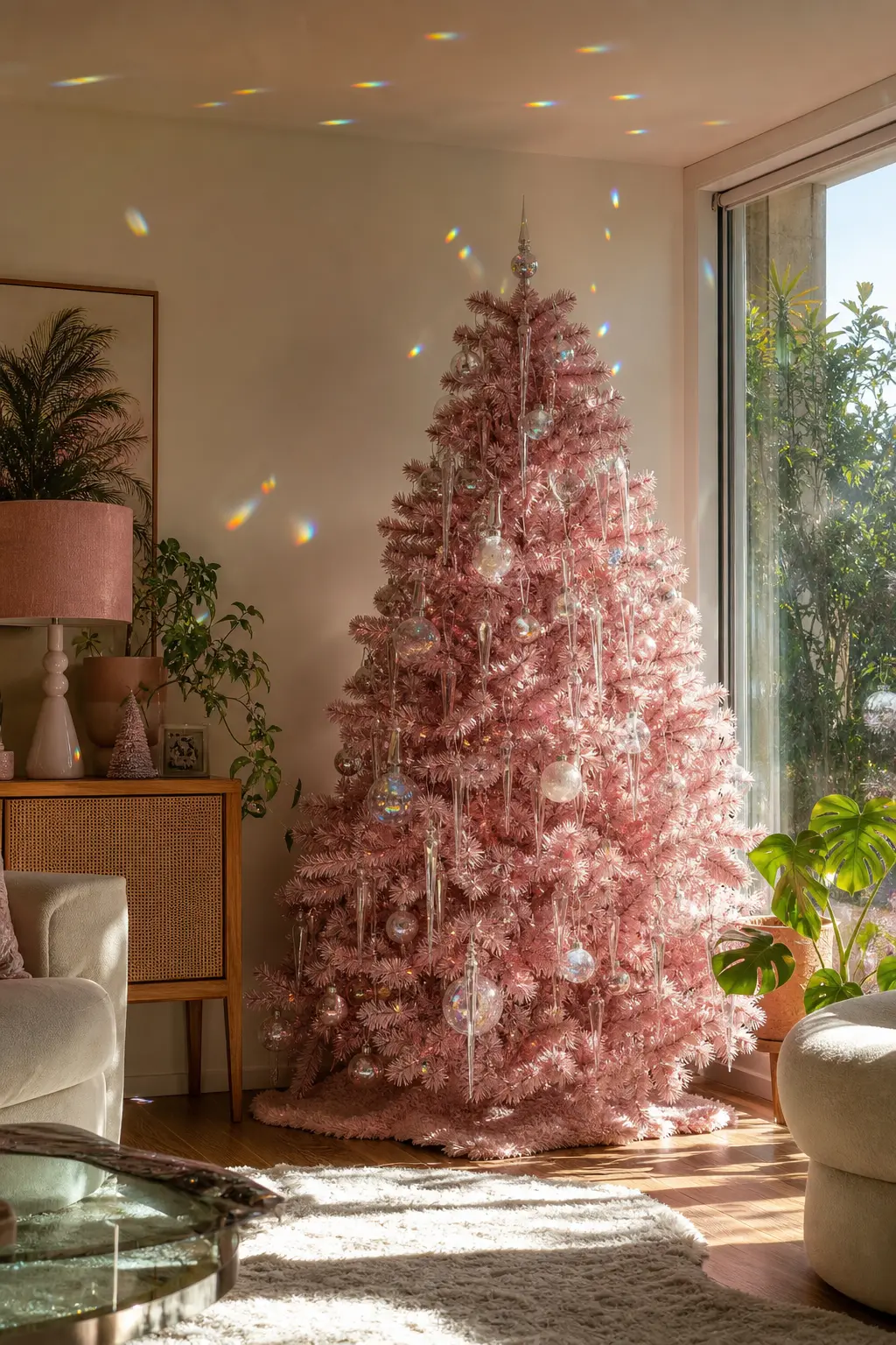 Sugar Pink Tree with Glass Icicles
