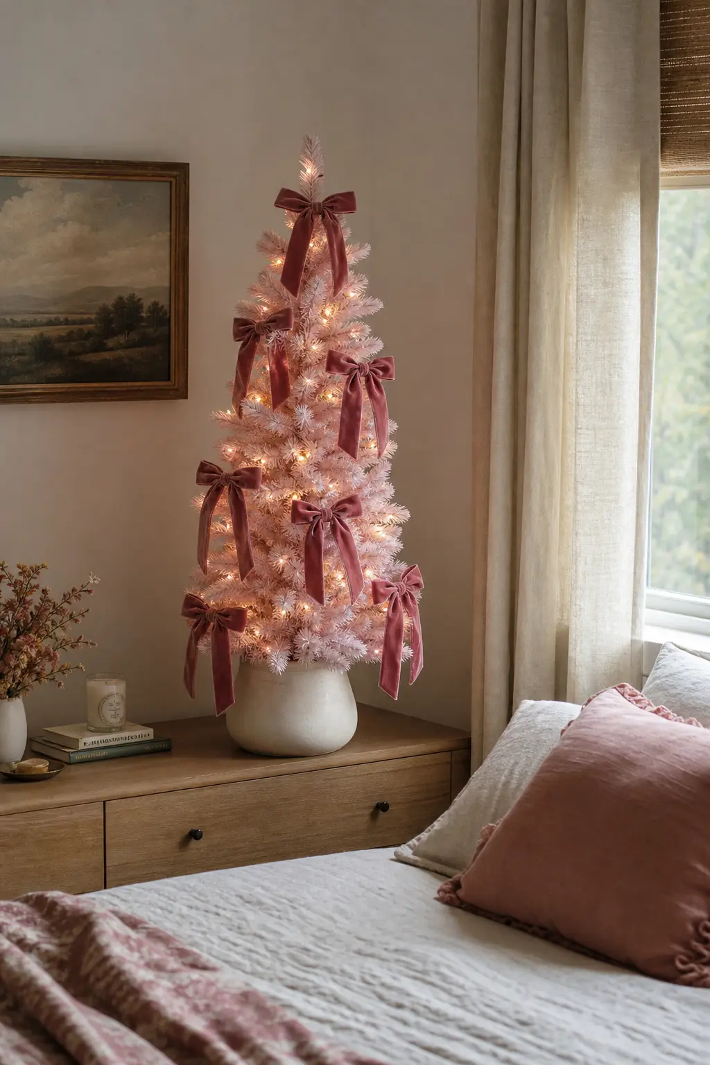 Velvet Bow Tree in a Bedroom