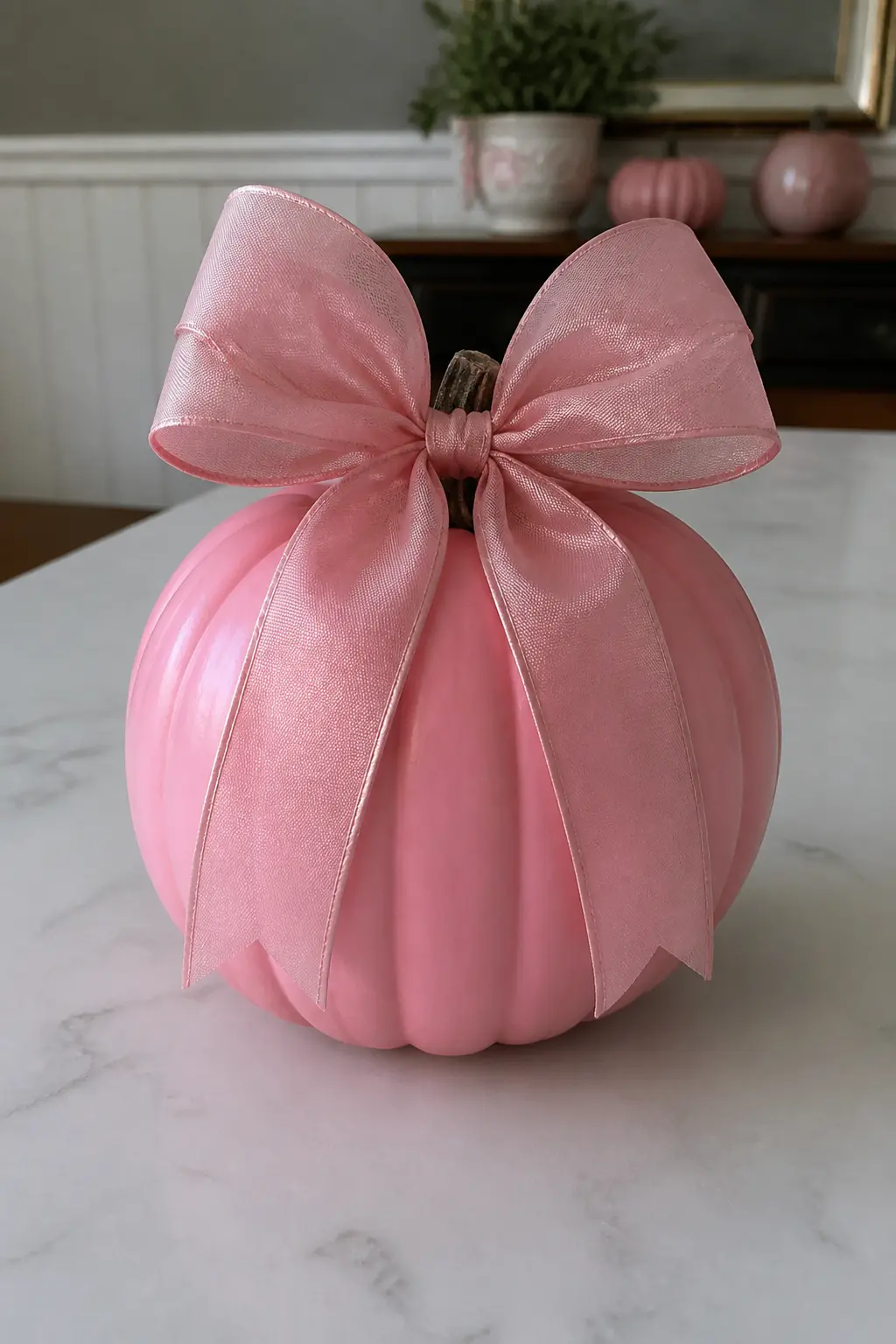 A Bow at the Stem Instead of a Face — Replace the expectation of a carved or painted face with a bow tied directly at the stem: generous loops, long tails
