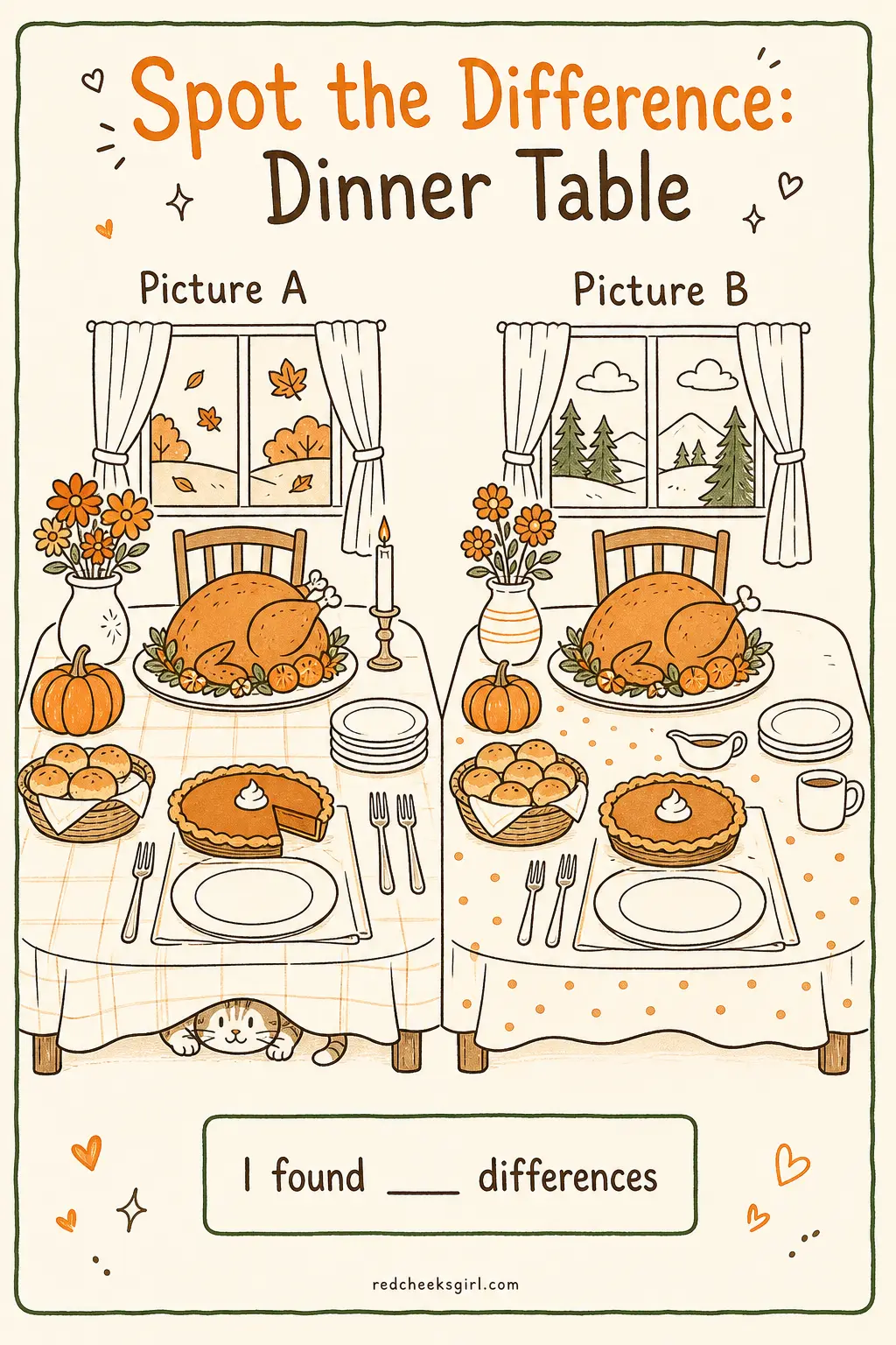 Spot the Difference: Dinner Table printable